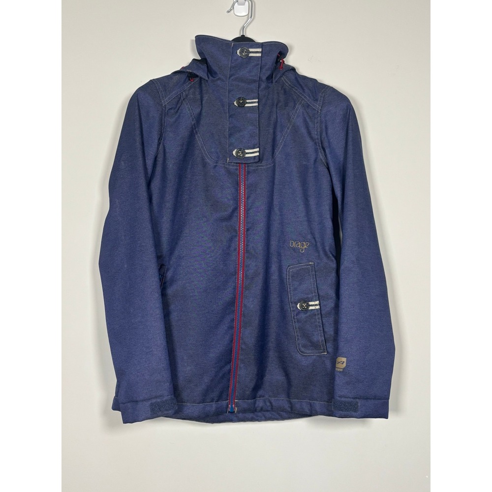 Orage Womens Blue Denim Look Ski Snowboard Jacket Hooded Technical Shell Small